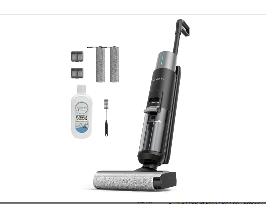 Tosima Wet-Dry Vacuum Cleaner, Cordless Vacuum Mop, Lightweight & Long Run Time, Great for Sticky Messes and Pet Hair (H1 Pro)