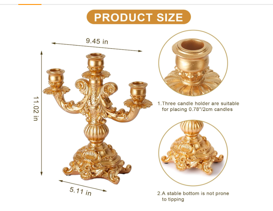 Gorgeous Home Decoration Candlestick Candle Holders (2, Golden)