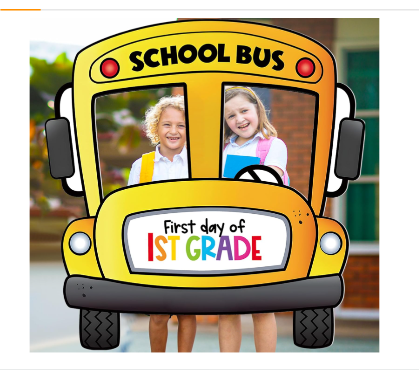 BBTO Back to School Decorations First Day of School Photo Props Bus Photo Booth Frame 35 Inch Welcome Decor Yellow Wheels on The Bus Party Sign for Teacher Student Classroom Party(1st Grade)