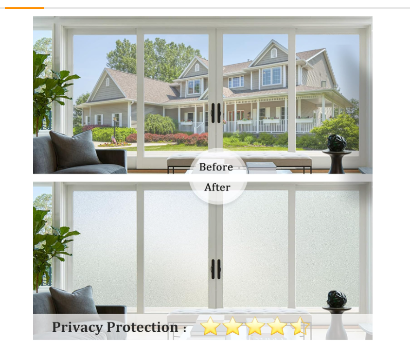 Coavas Window Privacy Film Frosted Glass Window Film Stained Glass Window Film Bathroom Window Frosting Film Day and Night Privacy Heat Blocking Non-Adhesive Window Covering for Home Office 23.6x78.7
