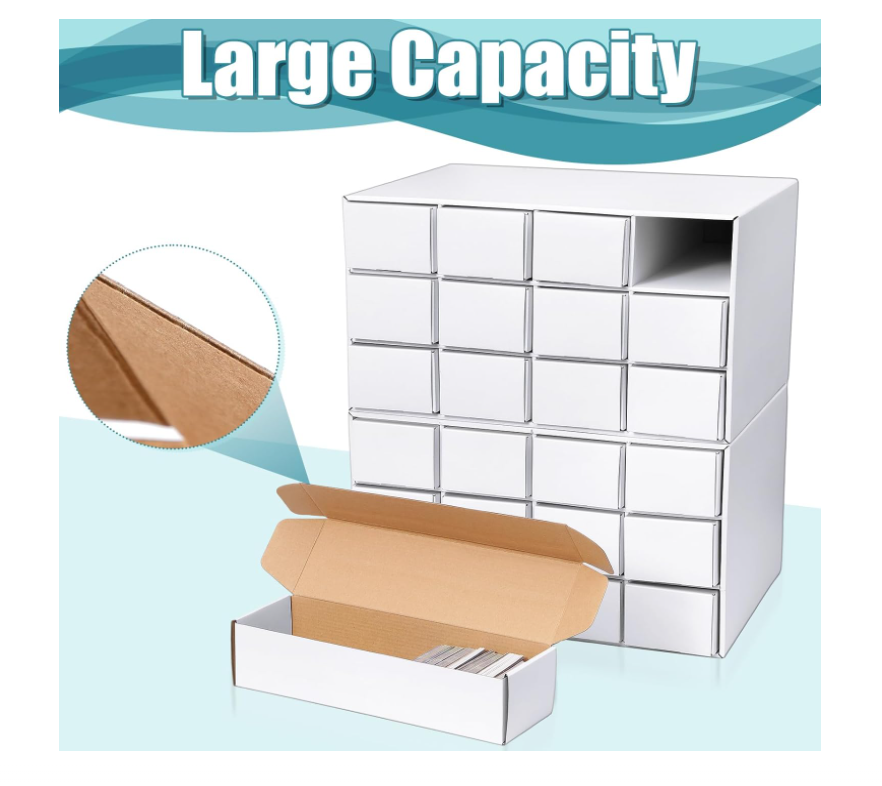 Hoolerry 2 Set 12 Slots Trading Card Storage Box Cardboard Sports and Gaming Card Storage Box, Card Storage Compatible with TCG, MTG Collector Baseball Football Cards Box