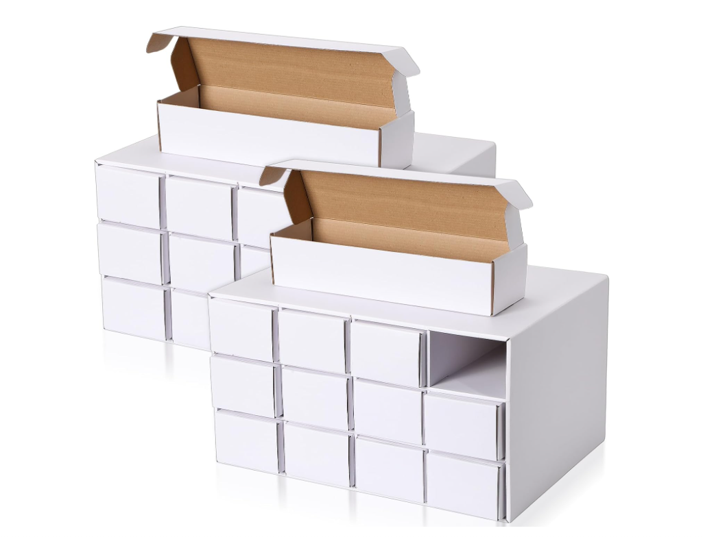 Hoolerry 2 Set 12 Slots Trading Card Storage Box Cardboard Sports and Gaming Card Storage Box, Card Storage Compatible with TCG, MTG Collector Baseball Football Cards Box