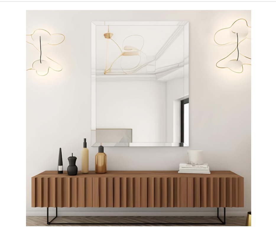 16x24 inch Beveled Bathroom Mirror, Rectangle Frameless Mirror, 1" Polished Beveled Edge Wall Mirror, Beveled Square Mirror for Bathroom, Living Room, Bedroom