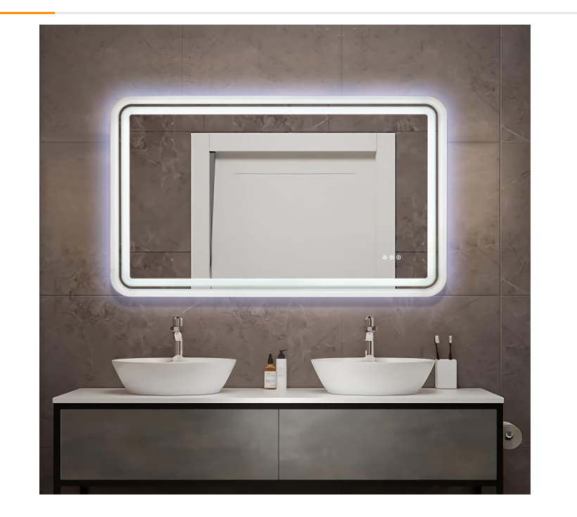 ANDY STAR 30 x 48’’ LED Bathroom Mirror for Wall, Rounded Lighted Bathroom Mirror Frontlit and RGB Backlit Anti-Fog Dimmable Memory Wall Mounted Bathroom Mirror with Lights, CRI>90, White Frame