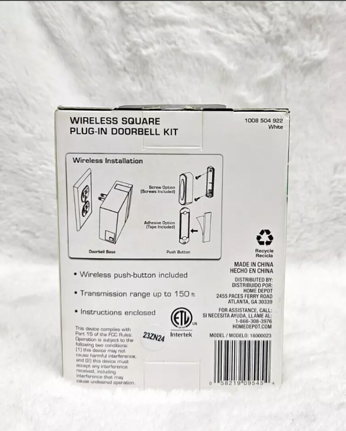 Defiant 6PK Wireless Plug-In Doorbell Kit White W/Battery Bin154
