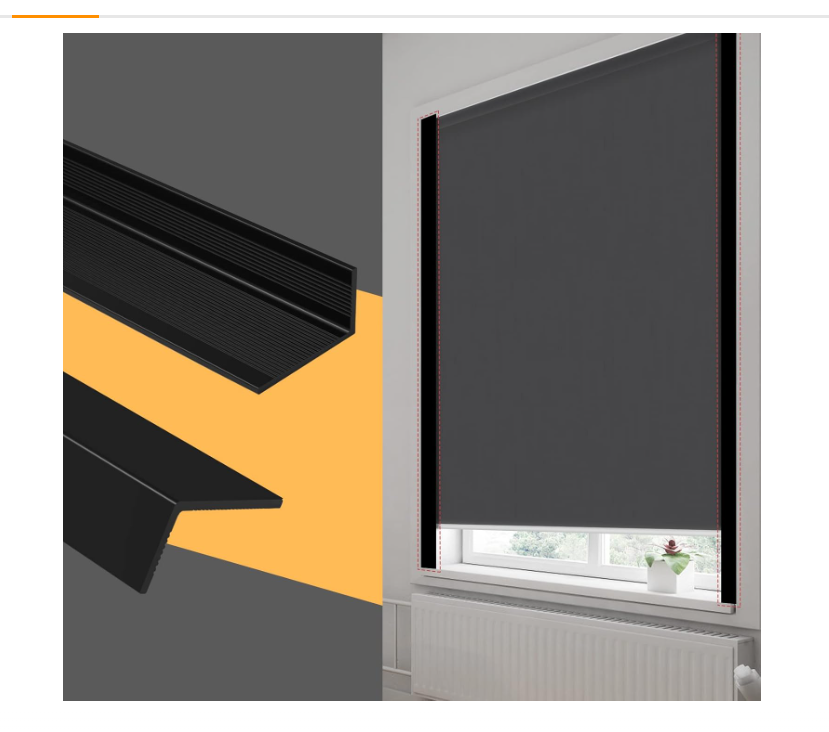 LUCKUP Window Light Blocker Blackout PVC Strips for Blinds Gap Side Track Avoid Light Leakage Magnetic Tape Attached, Side/Top Installation (2PCS-59”L x 1.4”W x 0.8”H, Black)