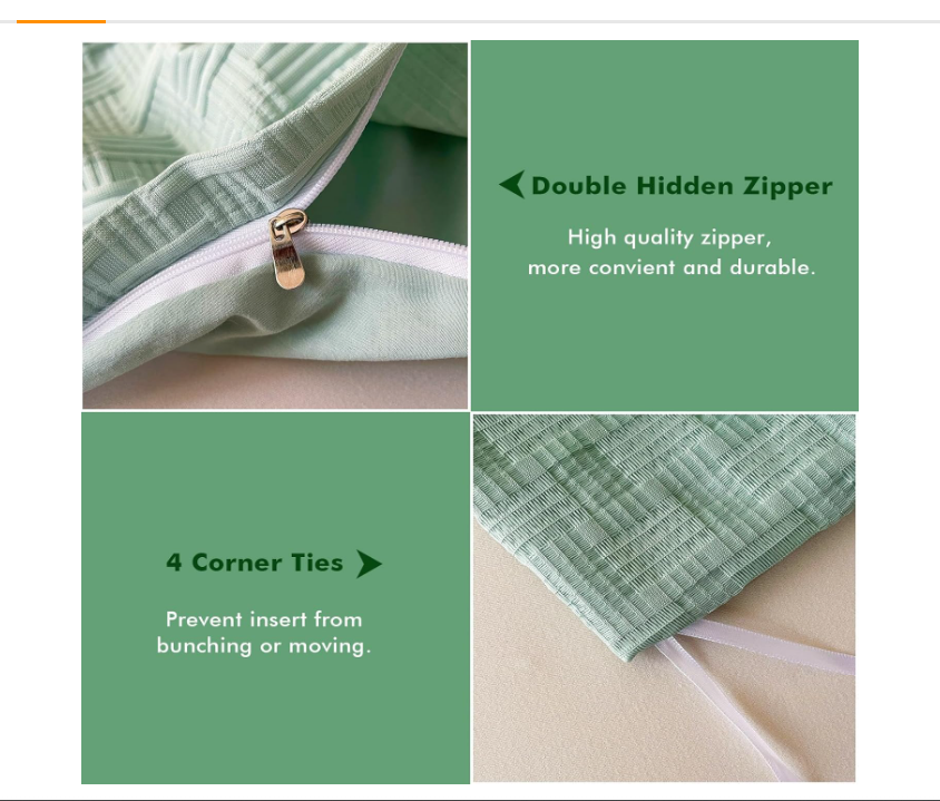 White Duvet Cover - 3 Pcs king Size Soft Breathable Microfiber Knit Jacquard Waffle Stripe Comfort Duvet Cover Set, (Green-Waffle, King(104"x 90"))