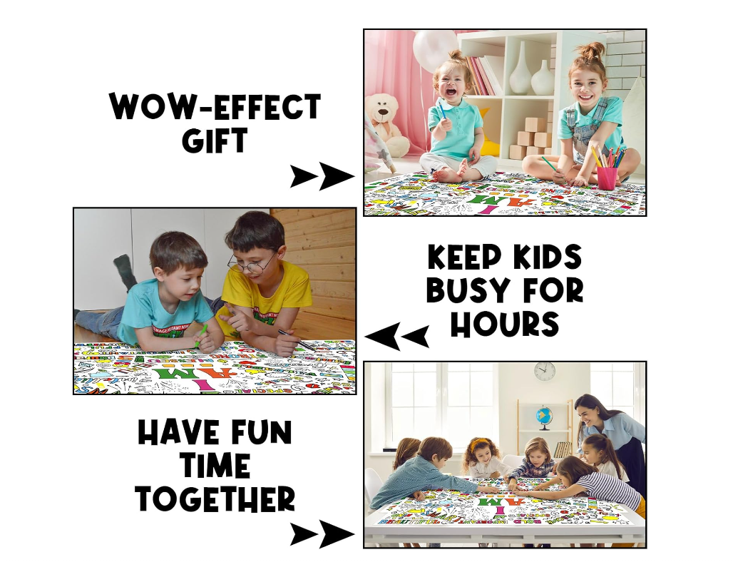 Weekgrat 2 Pcs Positive Affirmations Coloring Poster 31 x 61 Inch Huge Coloring Banner Paper Giant Coloring Poster Large Positive Coloring Tablecloth for Kids Classroom Home Birthday Party Supplies