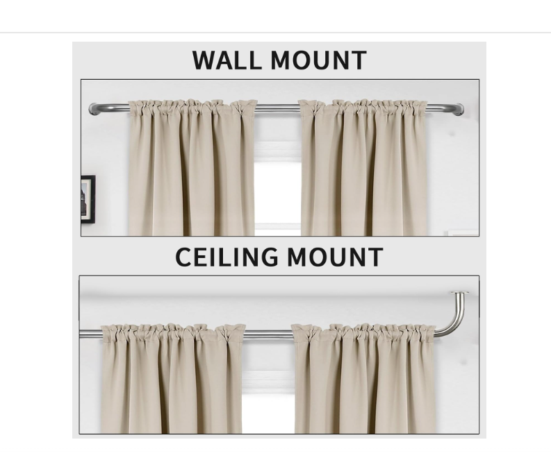 ZYRW Wrap Around Tension Nickel Curtain Rod - 2 pack