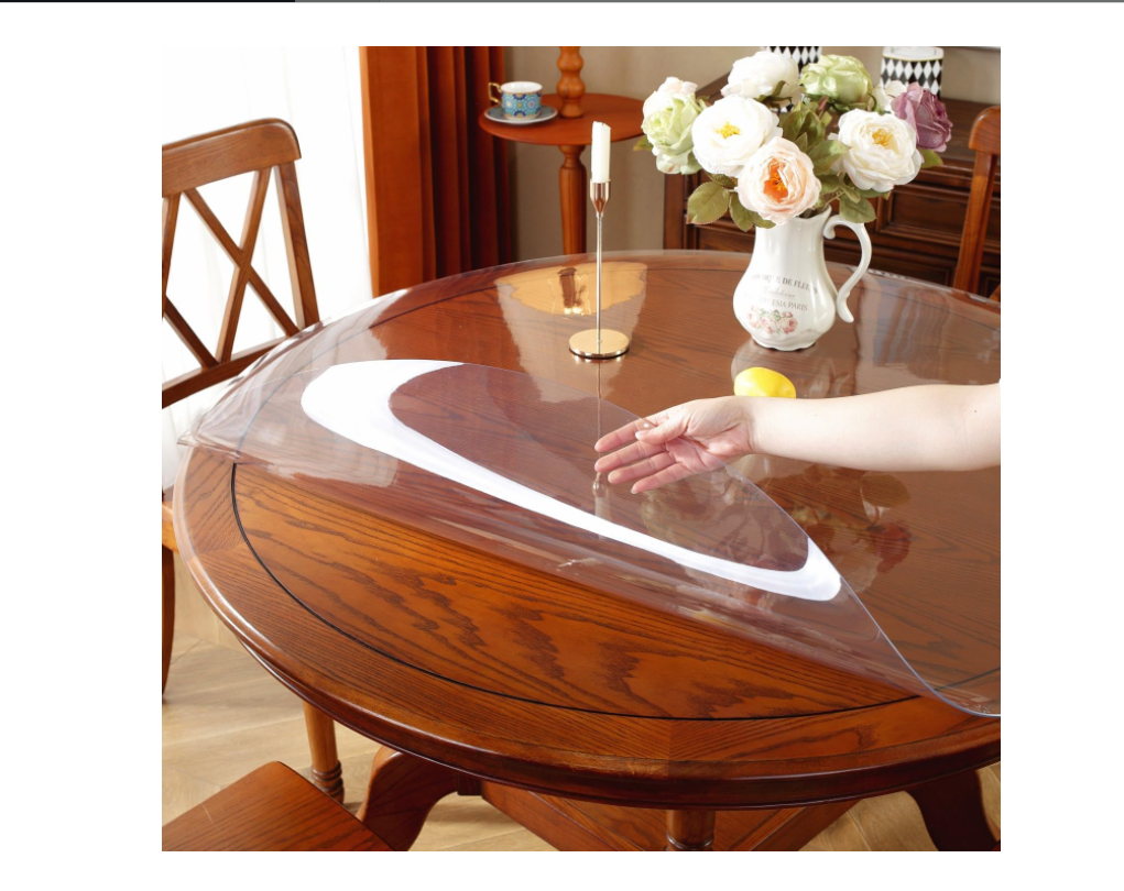 OstepDecor Round Clear Table Protector 41 Inch 1.5 mm Thick, Clear Round Table Cover Protector, Plastic Waterproof Tablecloth, Vinyl Circle Table Top Protector for Dining Room Table, Coffee Table