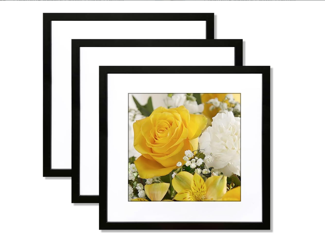 ITIMIDI 14x14 Frame, Display Pictures 10x10 with White Mat or 14x14 Without Mat, Black Photo Poster Picture Frame - 3 PCS