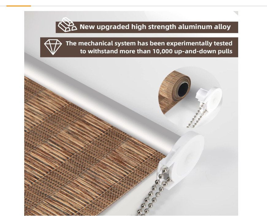 Roller Window Shades,Light Filtering Roller Shade,Window Blinds,Roll Up and Down Blinds for Home,Easy to Install(Coffee, 41" W x 72" H)