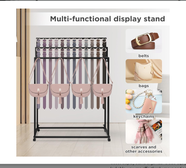 Floor Mounted Belt Hanger Belt Rack with 39 Hooks Floor Retail Tie Rack Organizer Space Saving Metal Retail Tie Rack Hanger Organize free-standing Belt Rack