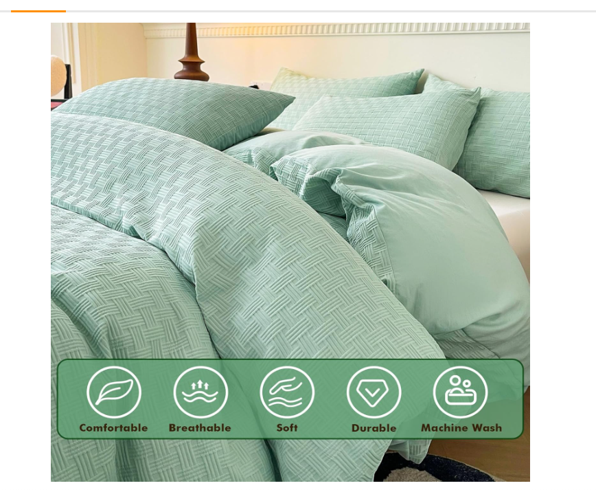 White Duvet Cover - 3 Pcs king Size Soft Breathable Microfiber Knit Jacquard Waffle Stripe Comfort Duvet Cover Set, (Green-Waffle, King(104"x 90"))