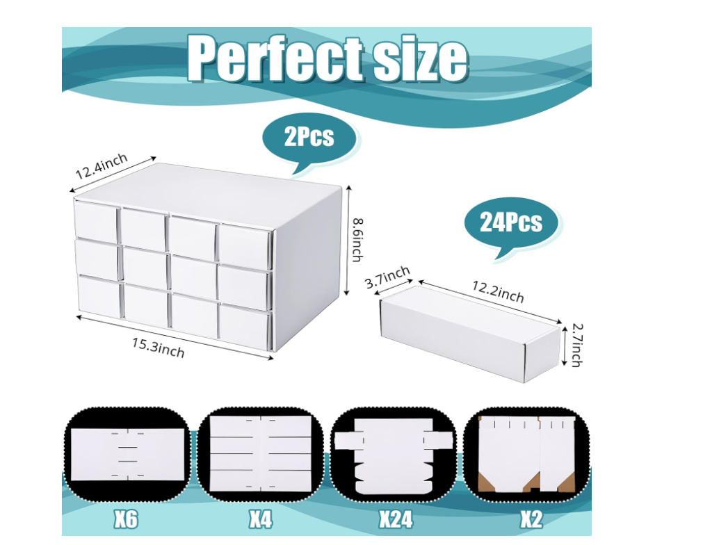 Hoolerry 2 Set 12 Slots Trading Card Storage Box Cardboard Sports and Gaming Card Storage Box, Card Storage Compatible with TCG, MTG Collector Baseball Football Cards Box