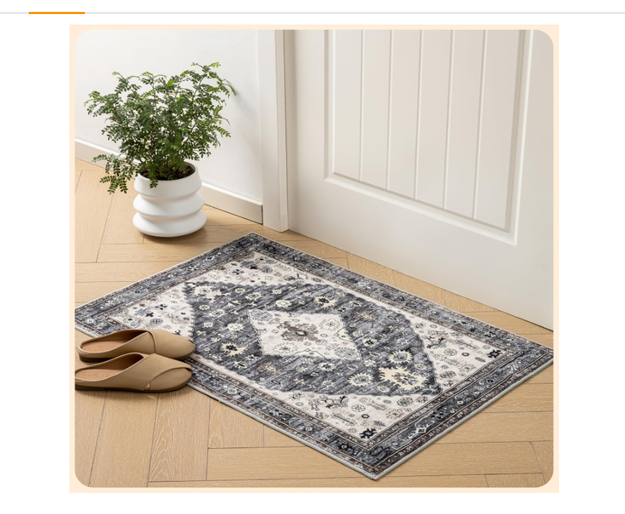 Istana 2x3 Rug - Dark Grey Blue/Rose Mauve Bedroom Rug - Kid & Pet Friendly 2x3 Washable Rug Non Slip - Rubber Backed Rugs 2x3 - Foldable 2x3 Entry Rug - Eco Friendly Materials for Small Rugs 2x3