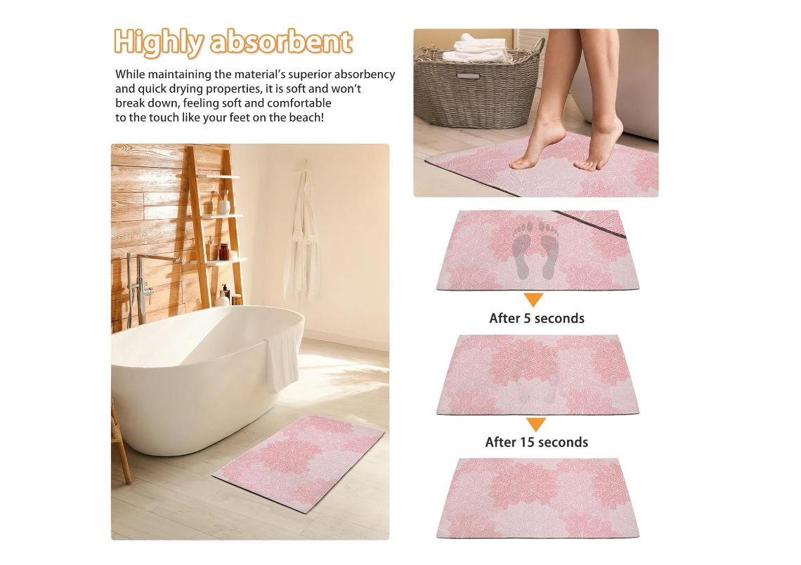 Boho Flower Front Door Mat, Pink Mandala 30"x17" Indoor Outdoor Welcome Mat, Anti-Slip Entryway Rug for Home Entrance, Floor, Patio Entry & Mud Room, Decor Door Mat