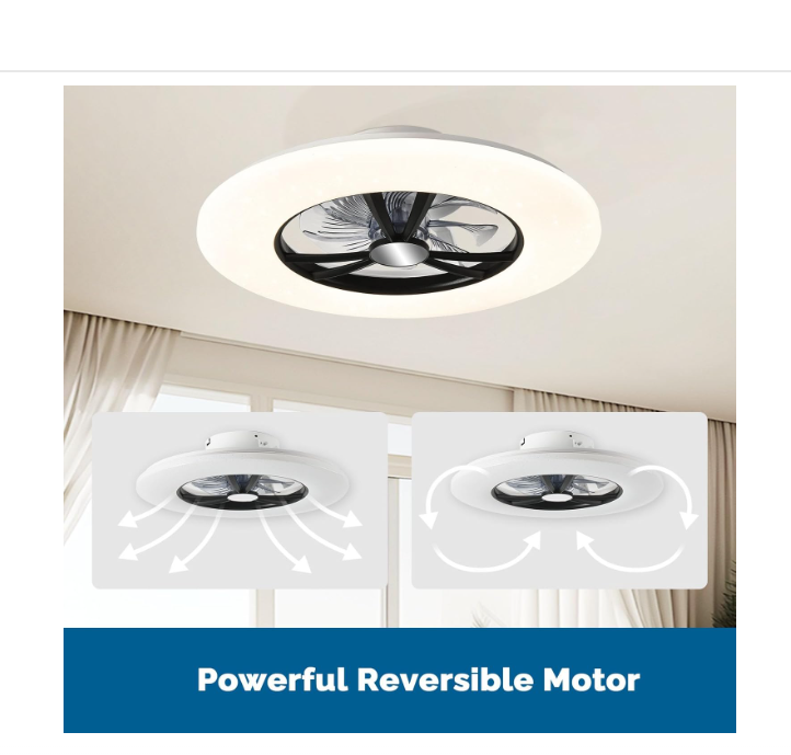 Orison RGB Ceiling Fans with Lights, 23'' Low Profile Ceiling Fan with Light and Remote, Smart Ceiling Fans with 8 blades, Compatible with Alexa, Google Home and App Controlled (Black)