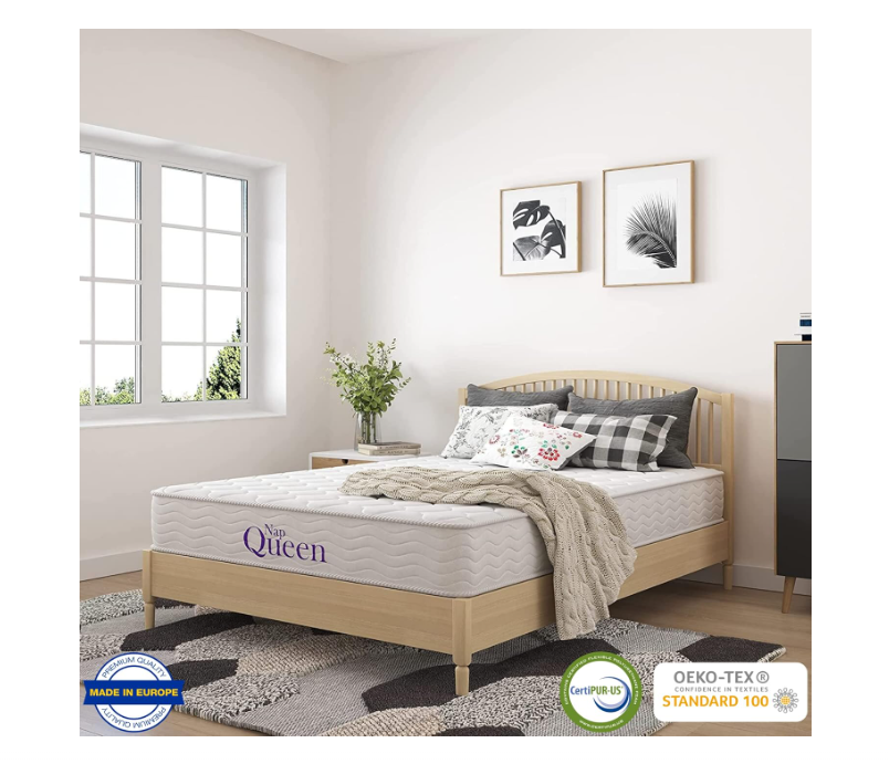 NapQueen 6 Inch Innerspring Full Size Medium Firm Support Relief Mattress, Bed in a Box,White