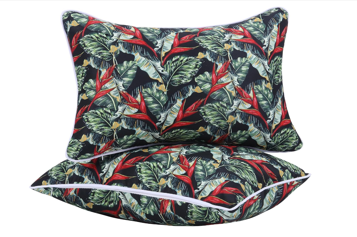 Enipate Outdoor Lumbar Pillows with Inserts, Set of 2 Water Resistant Outdoor Pillows 20 x 12 Inch for Patio Furniture Decor