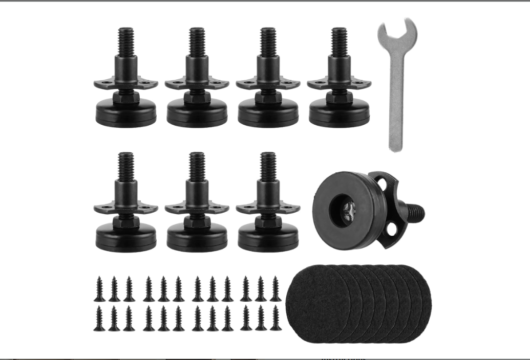 ZOFORTY 8 Pack Adjustable Leveling Feet Furniture Levelers Heavy Duty Table Legs for Cabinets Sofa Chairs and Furniture Legs, T-Nut Kit 3/8”-16 Thread, Supports 1320LBs, Black