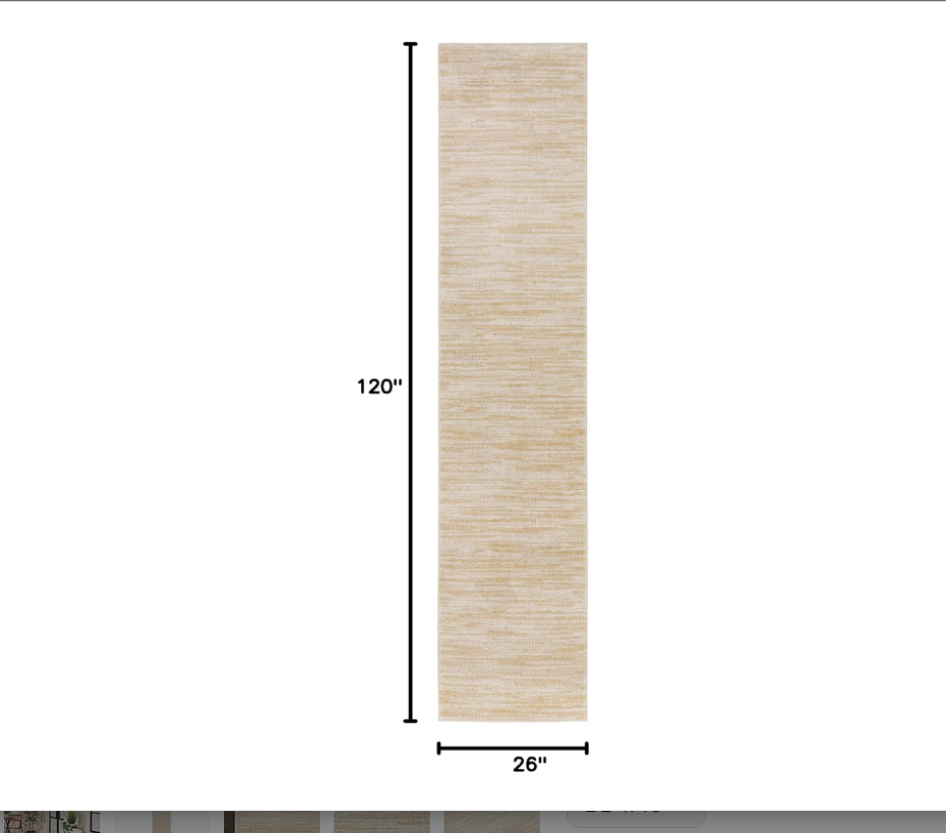 Nourison Essentials Indoor/Outdoor Ivory Gold 2'2" x 10' Area Rug, Easy Cleaning, Non Shedding, Bed Room, Living Room, Dining Room, Backyard, Deck, Patio (2x10)