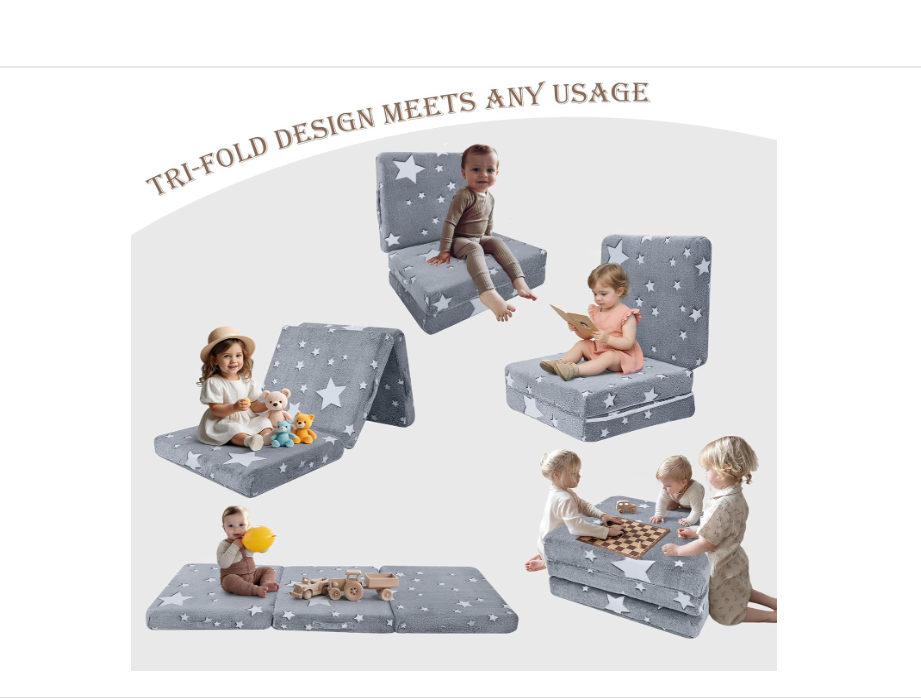MeMoreCool Foldable Floor Mattress for Kids, Toddler Floor Nap Mat for Sleeping Daycare, Small Child Foldable Mattress Floor Bed, Trifold Futon Portable Tri Folding Mattress, Glow 57x22 Inch
