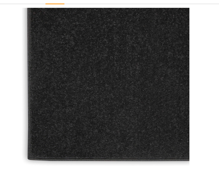 Nourison Essentials Indoor/Outdoor Black 2' x 6' Area Rug, Easy Cleaning, Non Shedding, Bed Room, Living Room, Dining Room, Backyard, Deck, Patio (2x6)