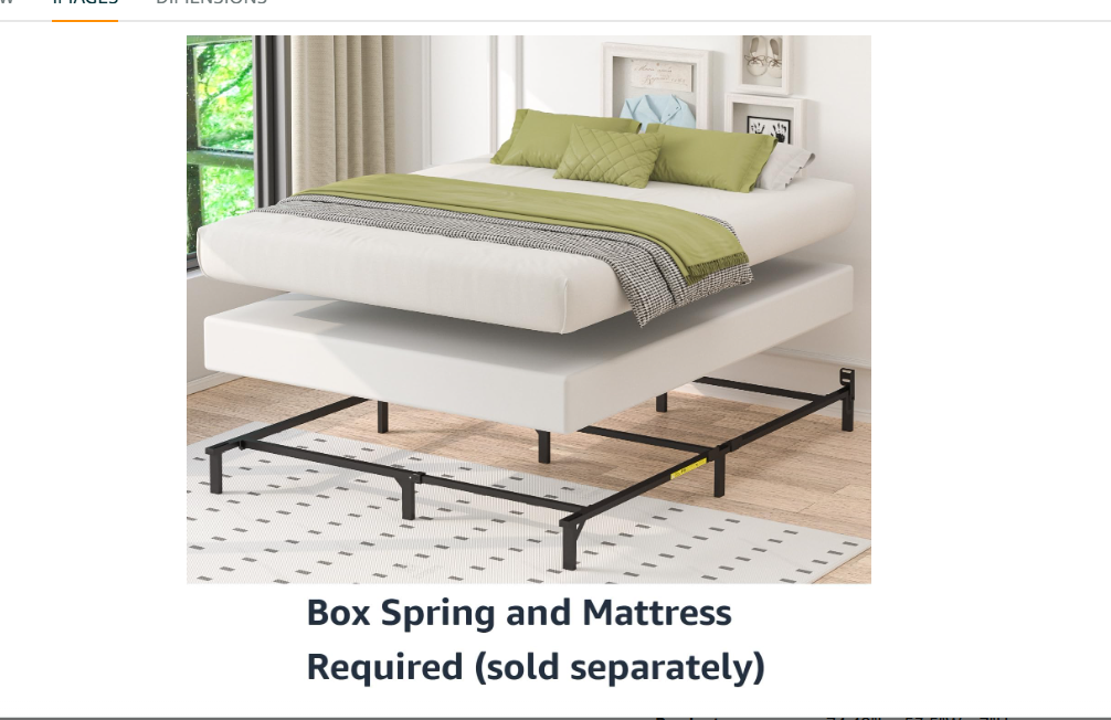 Amazon Basics Metal Bed Frame, 9-Leg Base for Box Spring and Mattress, Full, Tool-Free Easy Assembly, Black, 74.5" L x 53.5" W x 7" H Visit the Amazon Basics Store