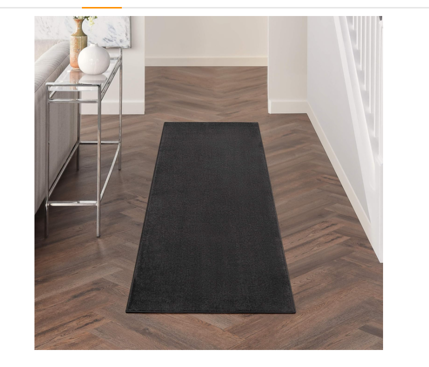 Nourison Essentials Indoor/Outdoor Black 2' x 6' Area Rug, Easy Cleaning, Non Shedding, Bed Room, Living Room, Dining Room, Backyard, Deck, Patio (2x6)