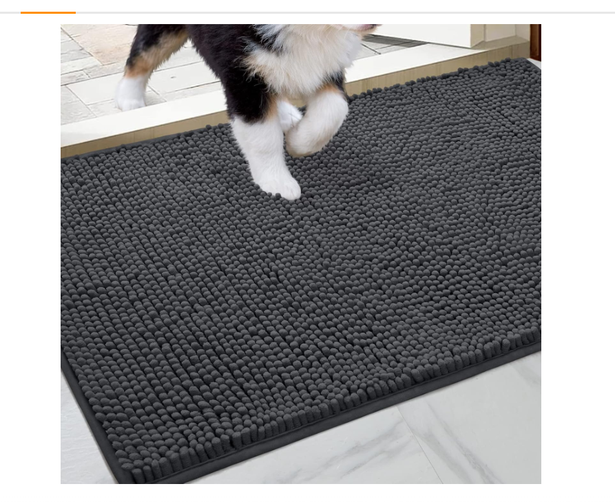 HOMEIDEAS Doormat Indoor Entrance, 60"x36", Highly Absorbent Chenille Large Muddy Dog Washable Mat, Non Slip Front Welcome Door Mat for Entryway, Dark Grey