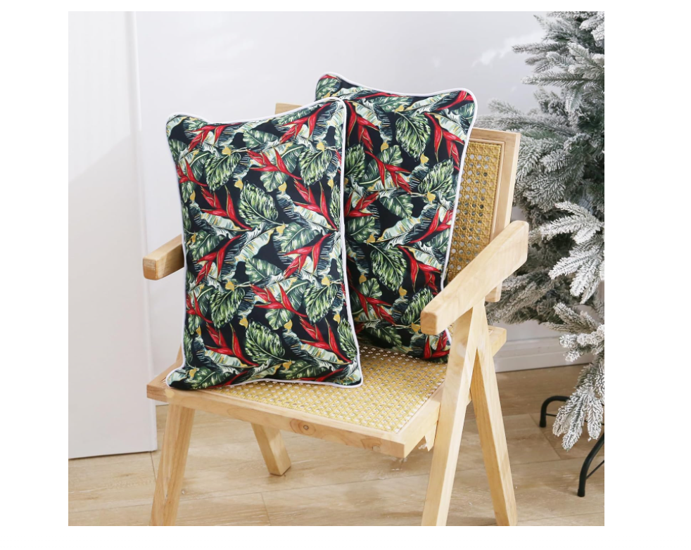 Enipate Outdoor Lumbar Pillows with Inserts, Set of 2 Water Resistant Outdoor Pillows 20 x 12 Inch for Patio Furniture Decor