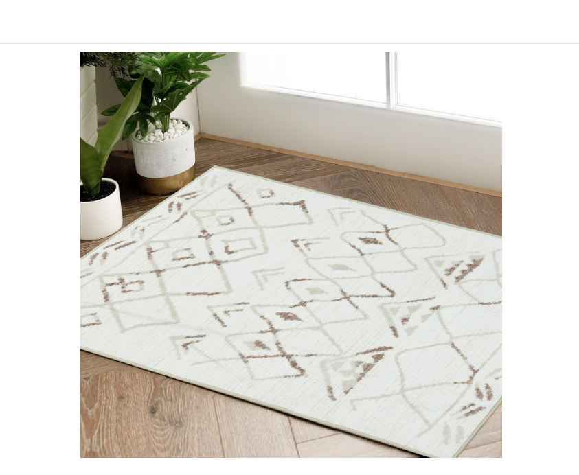 jinchan Area Rug 2x3 Entryway Moroccan Rug Washable Rug Modern Geometric Accent Indoor Door Mat Small Rug Non Slip Thin Rug Contemporary Soft Rug Carpet for Kitchen Bathroom Bedroom Tan