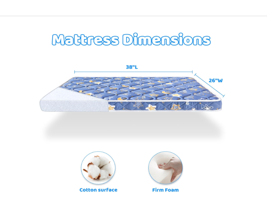 Pack and Play Mattress Topper - 38" x 26" x 1.5", Soft & Firm Premium Foam Pack N Play Mattresses Pad, Odorless Baby Foam Playpen Mattresses, Portable Mattress Topper- Breathable & Comfort