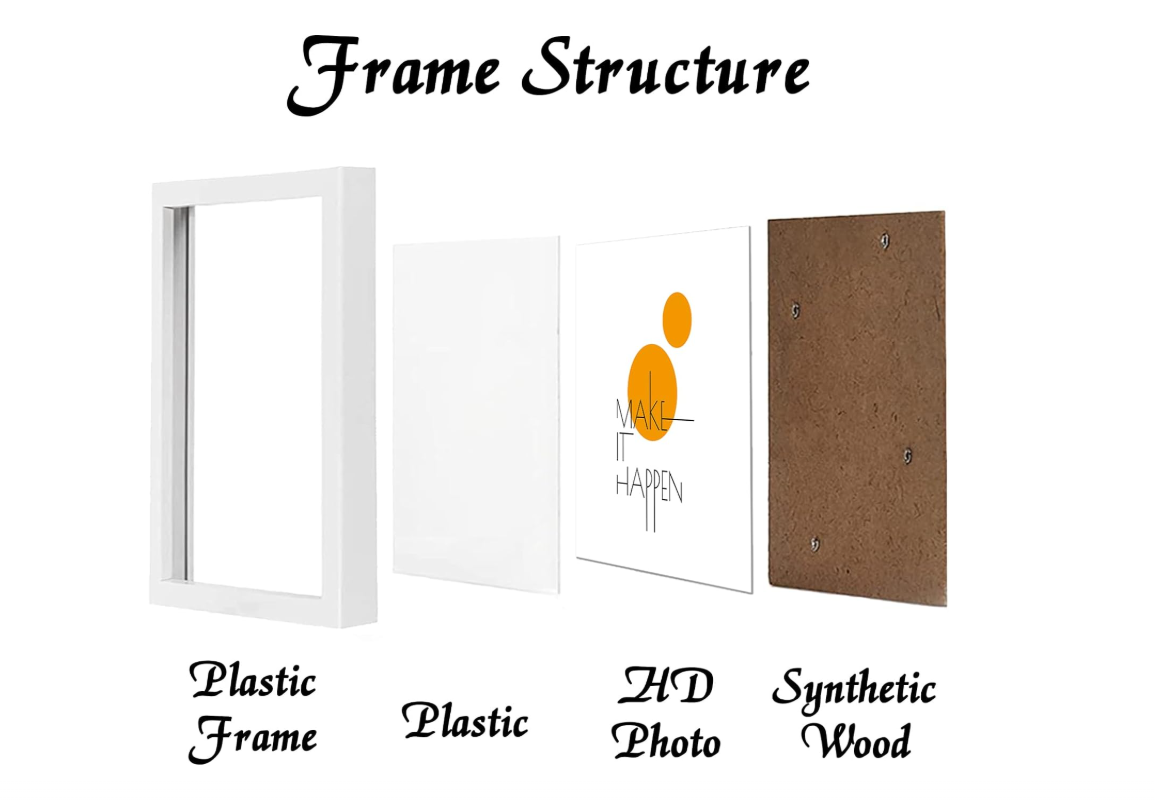 ijuerybai 16x16 Picture Frame Set of 4, White 16 x 16 Frame High Transparent Wall Gallery Poster Canvas Photo Frames for 16x16 inches