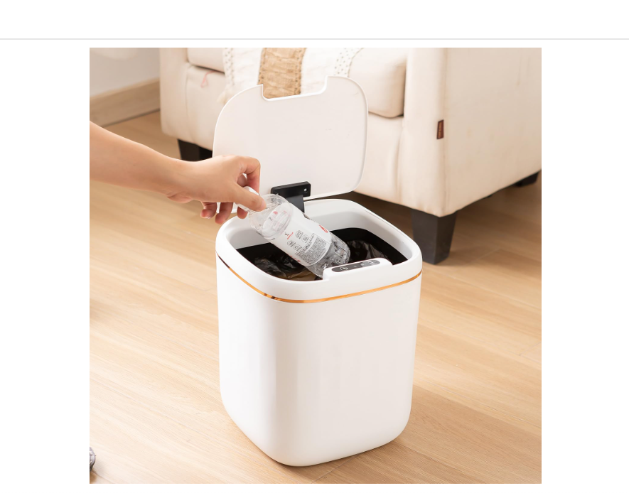 Sooyee 20L Touchless Trash Can with Lid,5.3 Gallon Bathroom Trash Can Smart Trash Can,Motion Sensor Trash Can for Bedroom, Bathroom, Kitchen, Office, Free Drawstring Trash Bags(12 PCS),White