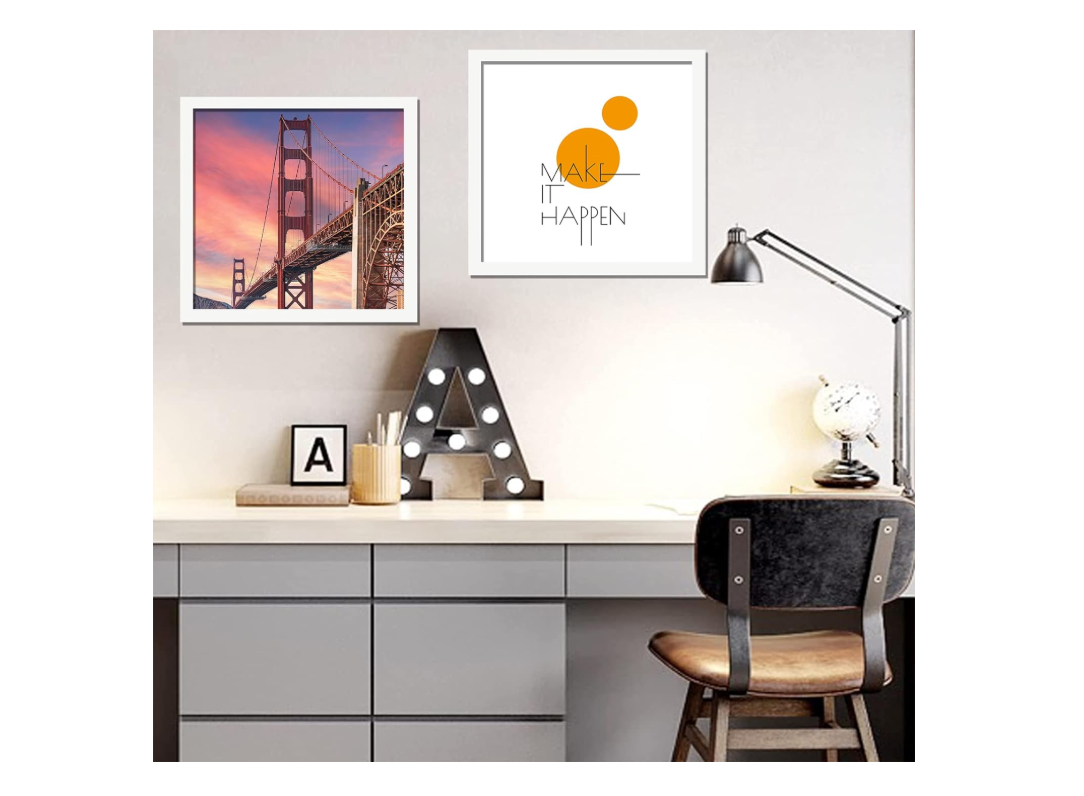 ijuerybai 16x16 Picture Frame Set of 4, White 16 x 16 Frame High Transparent Wall Gallery Poster Canvas Photo Frames for 16x16 inches