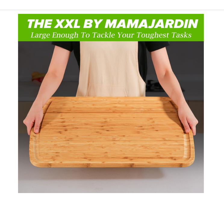 Extra Large Bamboo Cutting Boards for Kitchen – 24x18" Wooden Cutting Board with Juice Groove and Handles，Large Wood Butcher Block Chopping Board for Meat Turkey BBQ