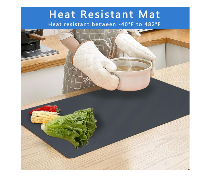Large Silicone Mats for Kitchen Counter 0.05" Thick 46.8" Long X 23.6" Wide Gray, Heat Resistant Protector Pad Multipurpose Mat for Cooktop Table, Pets Mats, Art Painting Mats, Placemat