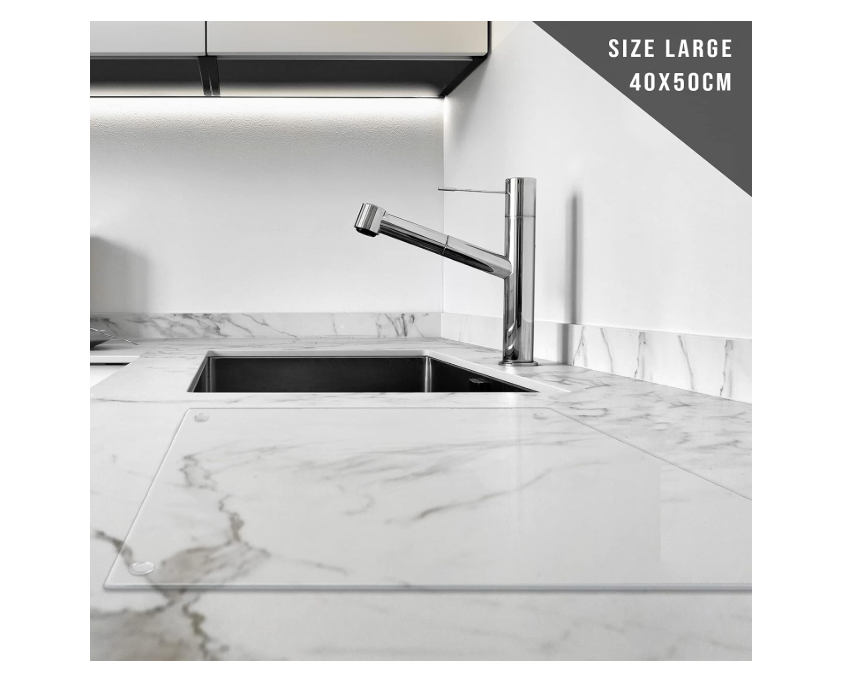 Clear Glass Cutting Board | Tempered Glass Cutting Board | Glass Cutting Boards for Kitchen | Glass Countertop Protector | Glass Chopping Board | 16 x 20 | Clear